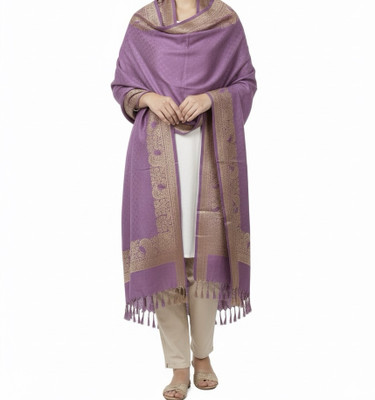 TSE Poly Wool Self Design Women Shawl(Purple)