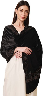 Pashmoda Wool Solid Women Shawl(Black)