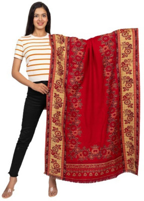 Kti Viscose, Acrylic Floral Print Women Shawl(Maroon)