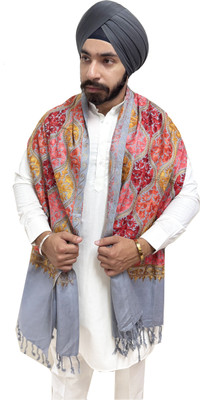 manra Wool Printed Men Shawl(Grey)