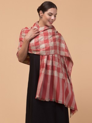 Tweedle Acrylic Checkered Women Shawl(Pink)