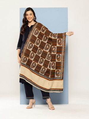 Aarika Wool Self Design Women Shawl(Brown)