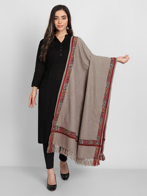 Zamour Wool Geometric Print Women Shawl(Brown)