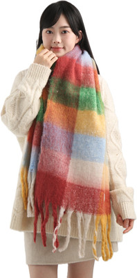 Frackson Acrylic, Wool Solid, Self Design Women Shawl(Multicolor)