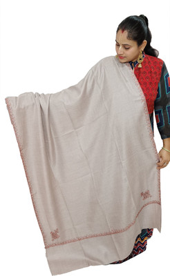 Vrinde Wool Self Design Women Shawl(Grey)