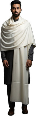 Kriti Wool Solid Men Shawl(White)