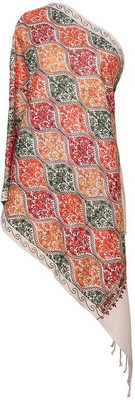 Vasaba Polyester Wool Blend Embroidered Women Shawl(Multicolor)