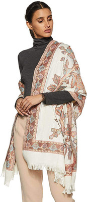 Braid N Cord Polyester Wool Blend Printed Women Shawl(Multicolor)
