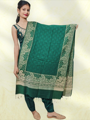 Trandone Wool Embroidered Women Shawl(Green)