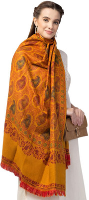 Braid N Cord Polyester Wool Blend Applique Women Shawl(Yellow)
