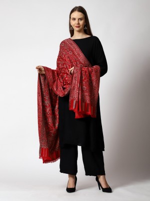 Kashmiri queen Wool Paisley Women Shawl(Maroon)