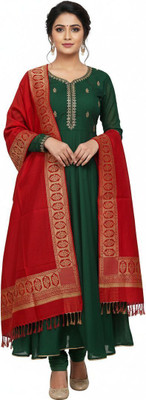 Kti Viscose, Acrylic Printed Women Shawl(Red, Gold)