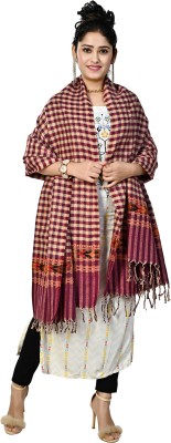 FusFus Wool Checkered Women Shawl(Brown)