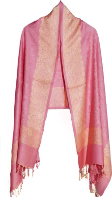 Collective Stitch Wool Floral Print Women Shawl(Pink)