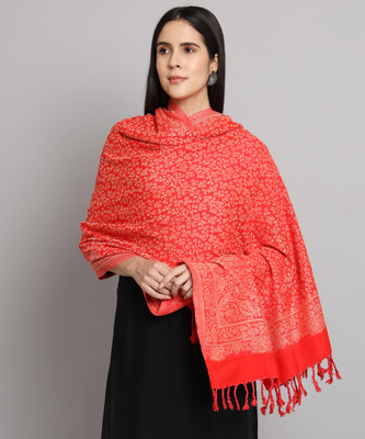 MYLES Wool Woven Women Shawl(Red)