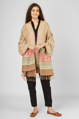 Blushh Collection Wool Floral Print Women Shawl(Multicolor)