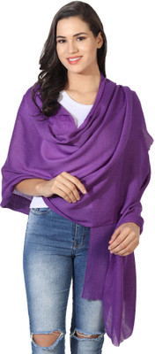 MUFFLY Wool Self Design Women Shawl(Purple)