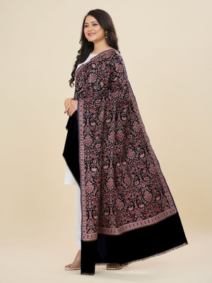 GK VILLA Poly Wool Woven Women Shawl(Black)