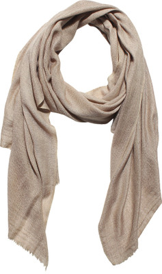 MUFFLY Wool Self Design Women Shawl(Beige)