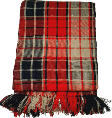 CHANDRAVATI Wool Checkered Men Shawl(Black)