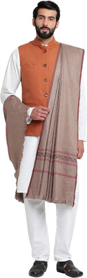 KASHMIRI TREND Polyester Wool Blend Self Design Men Shawl(Grey)