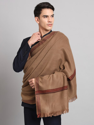 Ravaiyaa - Attitude Is Everything Wool Solid Men Shawl(Brown)