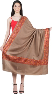 MUFFLY Wool Embroidered Women Shawl(Brown)