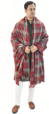 Vrinde Wool Checkered Men Shawl(Maroon)