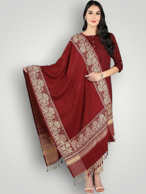 Trandone Wool Printed Women Shawl(Maroon)