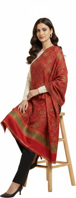 Kriti Wool Floral Print Women Shawl(Red)