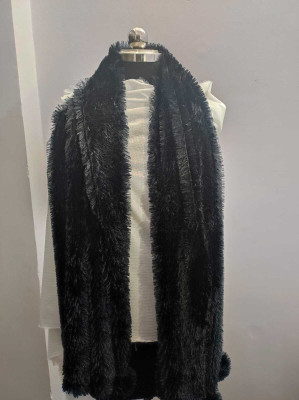 lucknowi Wool Solid Women Shawl(Black)
