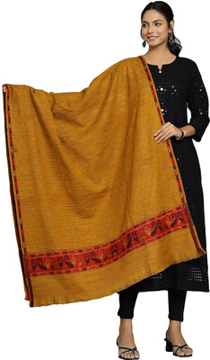 Braid N Cord Polyester Wool Blend Applique Women Shawl(Yellow)