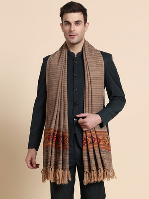 GREEN AGRITECH Polyester Wool Blend Woven Men Shawl(Beige)