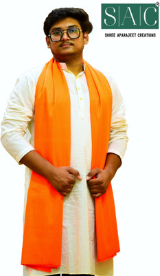 SAC SHREE APARAJEET CREATIONS Cashmere Solid Men, Women Shawl(Orange)