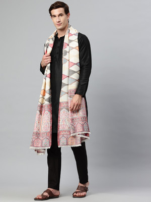 swi stylish Wool Woven Men Shawl(White)