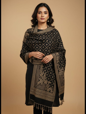 Kalaste Pashmina Woven Women Shawl(Black)
