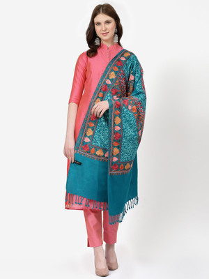 swi stylish Wool Paisley Women Shawl(Green)