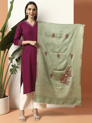 Ravaiyaa - Attitude Is Everything Wool Woven Women Shawl(Green)
