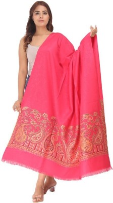 Life and style Wool Printed Women Shawl(Pink)