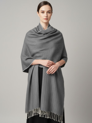 HANG N HOLD Polyester, Viscose Solid Women Shawl(Grey)