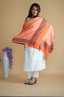 STSHAWLS Acrylic Self Design Women Shawl(Orange)