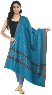 manra Wool Woven Women Shawl(Blue)