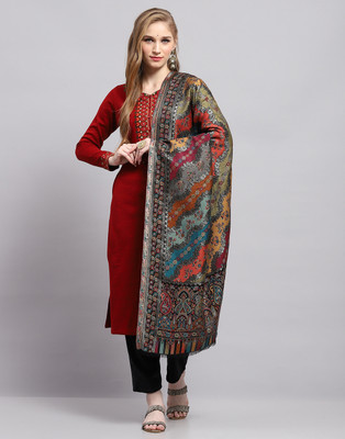 MONTE CARLO Wool Self Design Women Shawl(Multicolor)