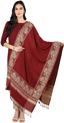 Trandone Wool Printed Women Shawl(Maroon)