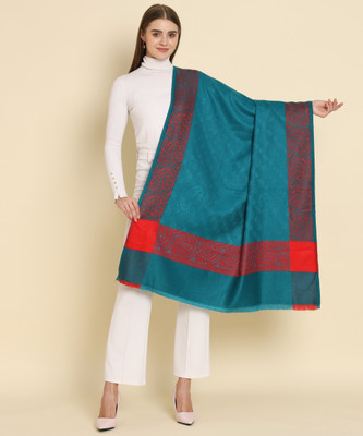ZEPPI Polyester Wool Blend Self Design Women Shawl(Light Blue)