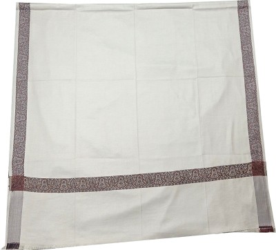 MA DESIGN Wool Solid Men Shawl(White)