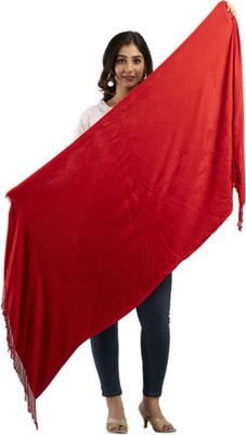 CLOTH KING Wool Solid Women Shawl(Red)