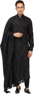 Pashgiri Wool Solid Men Shawl(Black)