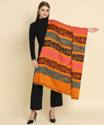 HEMLOCK Polyester Wool Blend Self Design Women Shawl(Multicolor)
