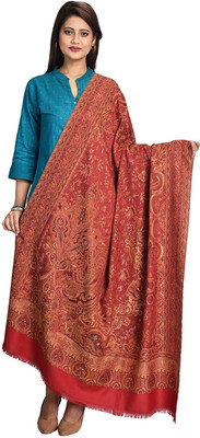CHOUDHARYRETAILS Wool Embroidered Women Shawl(Red)